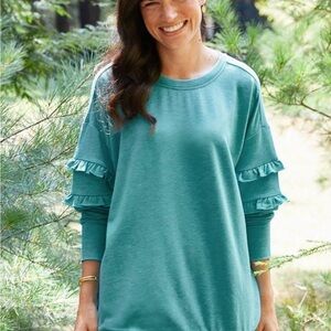 Matilda Jane Teal Ruffle Sleeve Sweatshirt size small
